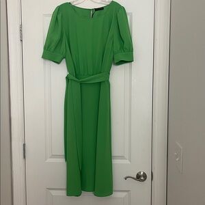 Tara Jarmon RILLYTIS Crepe MIDI Dress New Puff Sleeve Spring